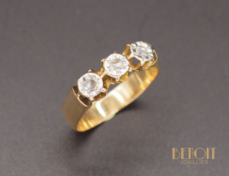 Bague XIXe Trois Diamants
