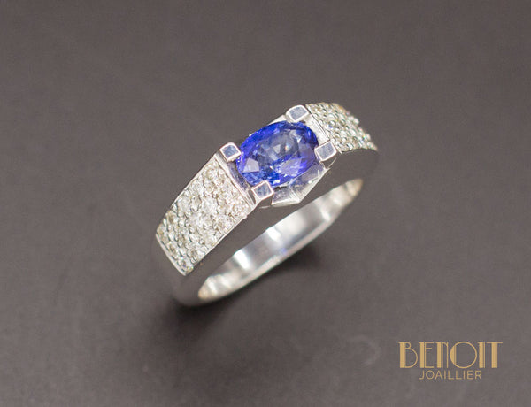 Bague Jonc Saphir Diamants