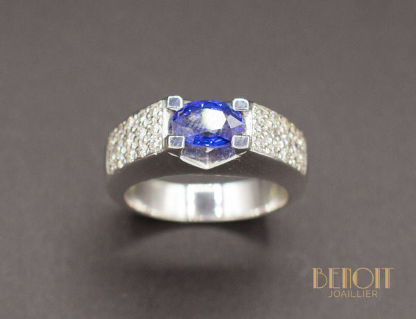 Bague Jonc Saphir Diamants