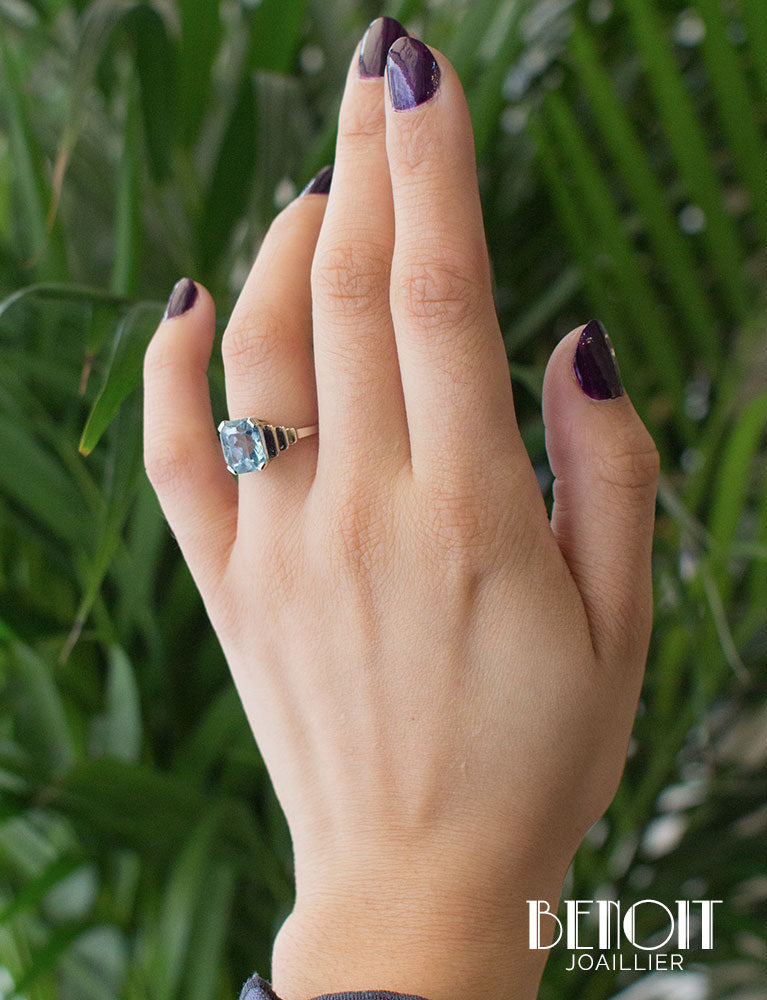 Bague Art Déco Aigue Marine