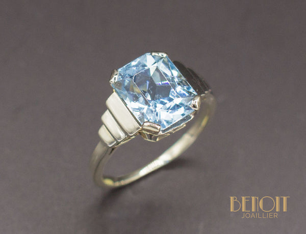Bague Art Déco Aigue Marine