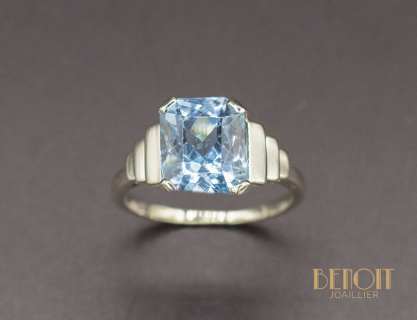 Bague Art Déco Aigue Marine