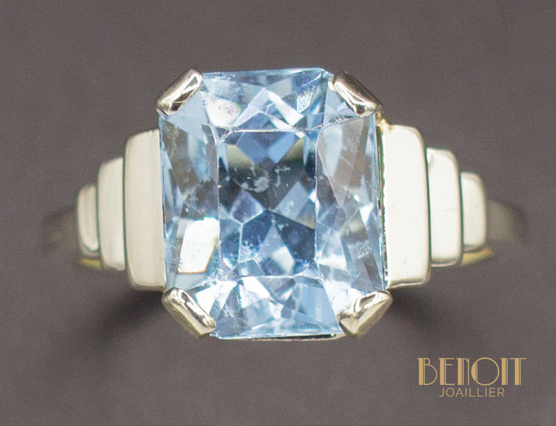 Bague Art Déco Aigue Marine