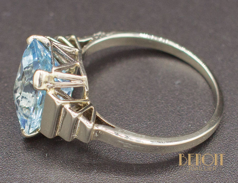 Bague Art Déco Aigue Marine