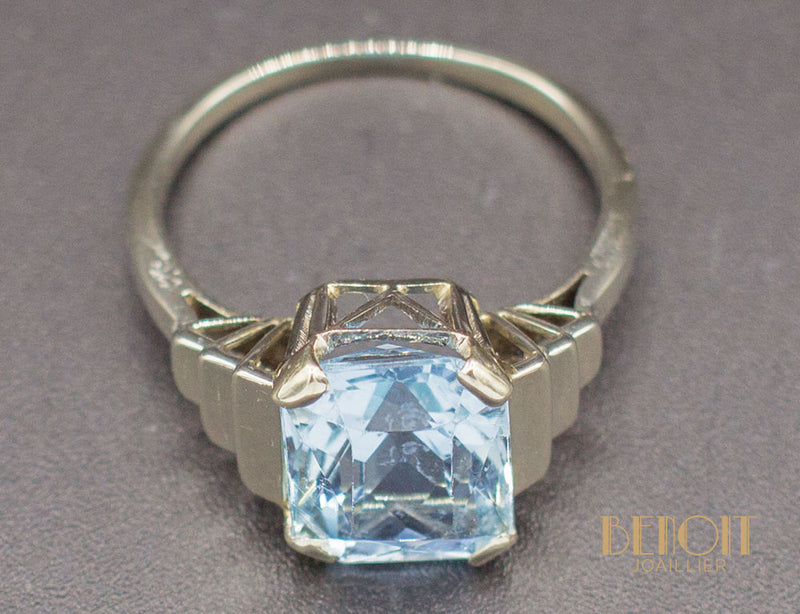 Bague Art Déco Aigue Marine