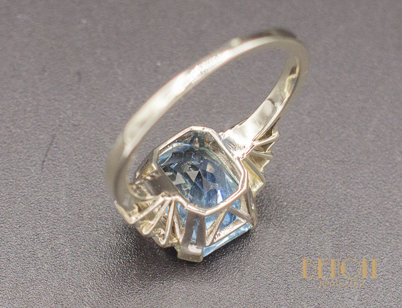 Bague Art Déco Aigue Marine