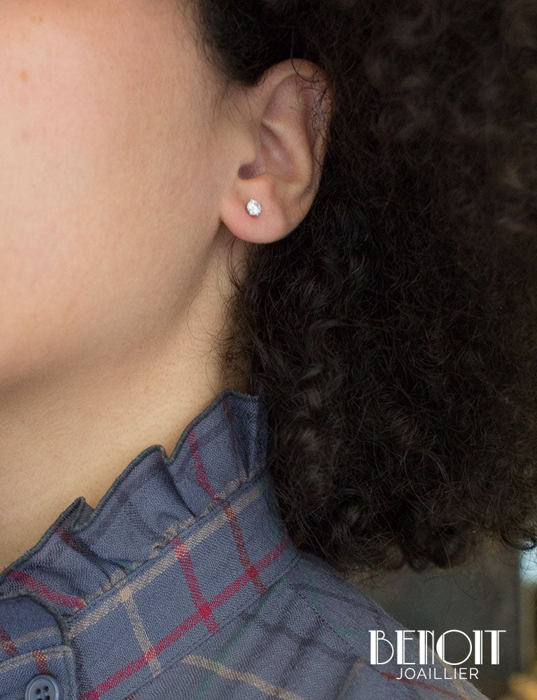 Boucles D'Oreilles Puces Diamants 0,30ct