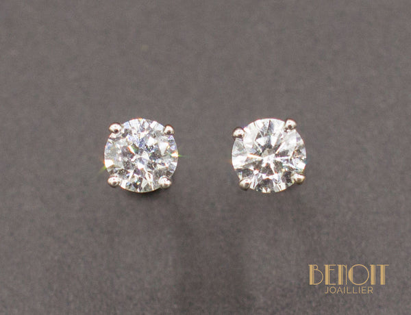 Boucles D'Oreilles Puces Diamants 0,30ct