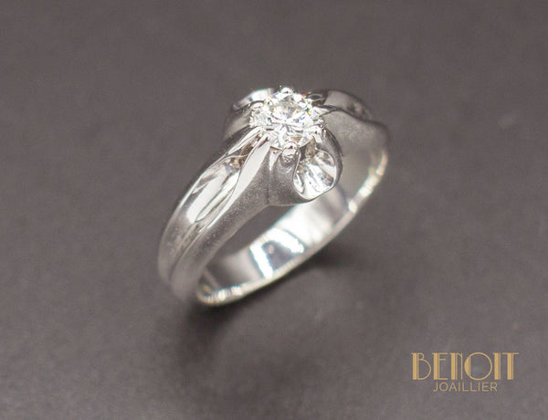 Bague Art Déco Or Blanc Diamant