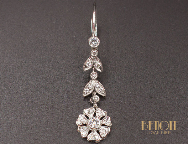 Boucles d'Oreilles Fleurs Diamants
