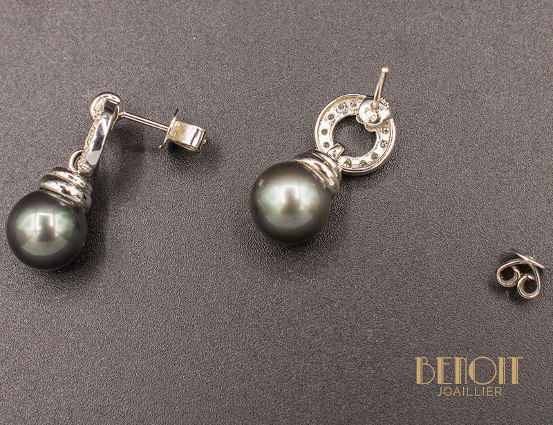 Boucles Art Déco Perles Diamants