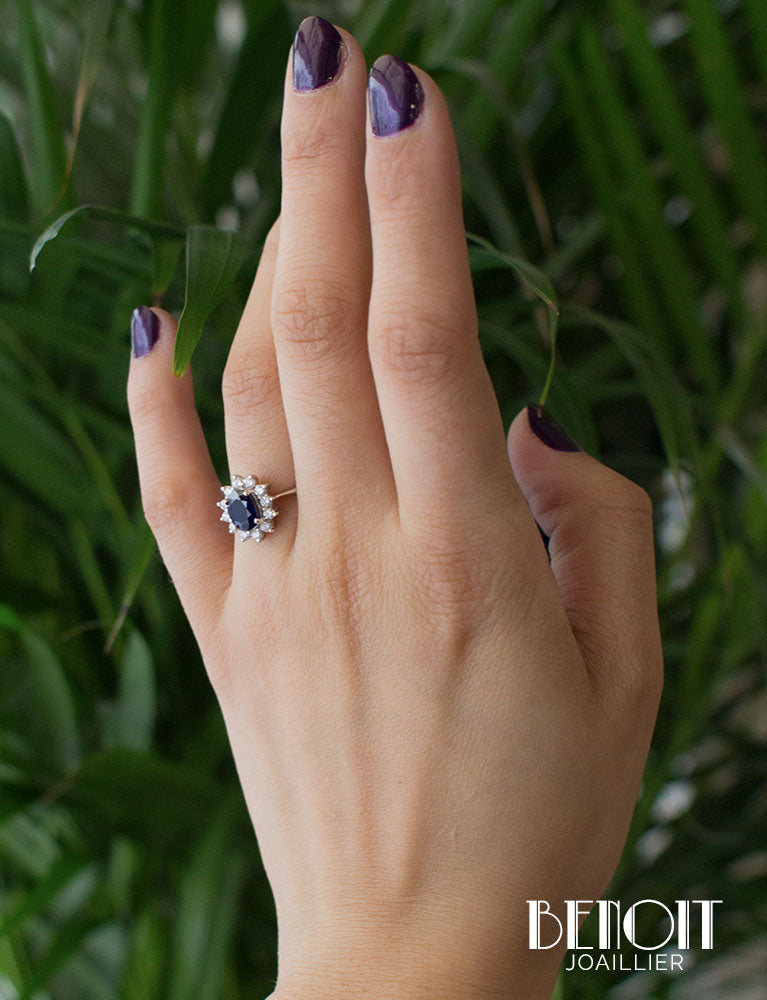 Bague Saphir Entourage Diamants