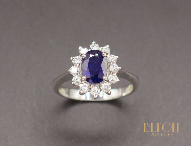 Bague Saphir Entourage Diamants