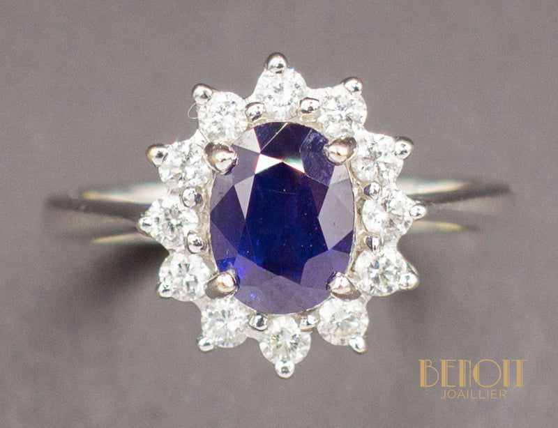 Bague Saphir Entourage Diamants