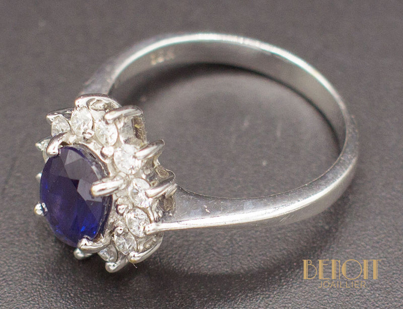 Bague Saphir Entourage Diamants