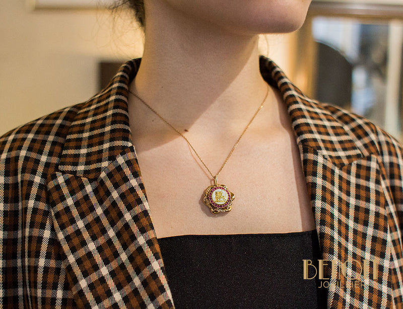 Pendentif Or Email et Verneuils XIXe