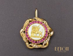 Pendentif Or Email et Verneuils XIXe