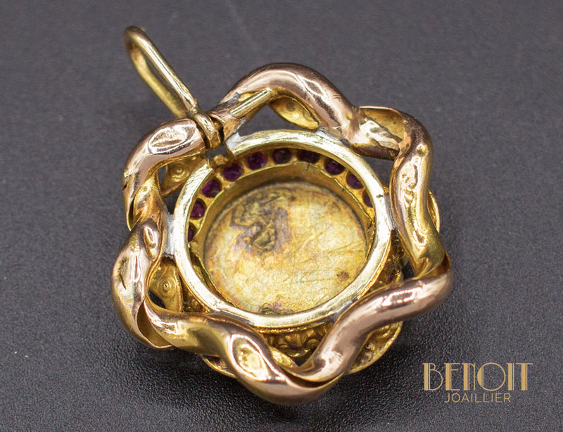 Pendentif Or Email et Verneuils XIXe
