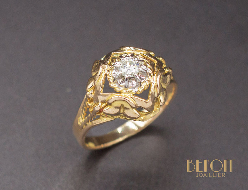 Bague 1950 Or Jaune Diamant