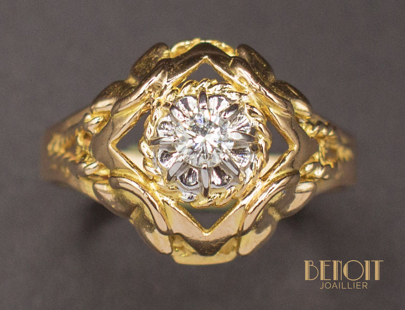 Bague 1950 Or Jaune Diamant