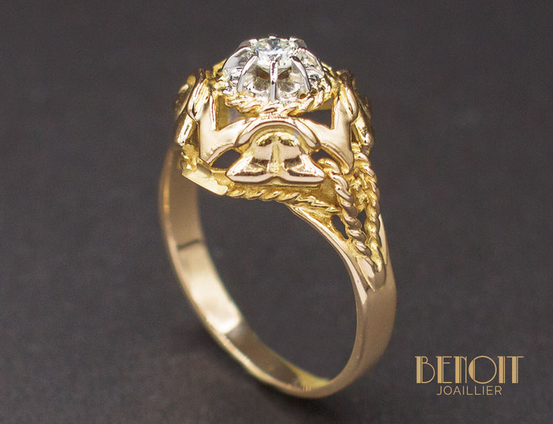 Bague 1950 Or Jaune Diamant