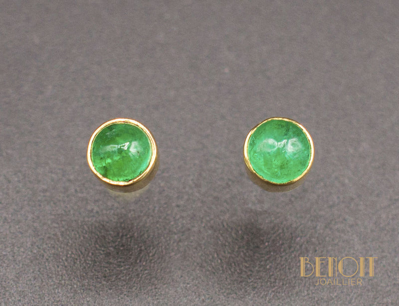 Boucles d'Oreilles Puces Emeraudes