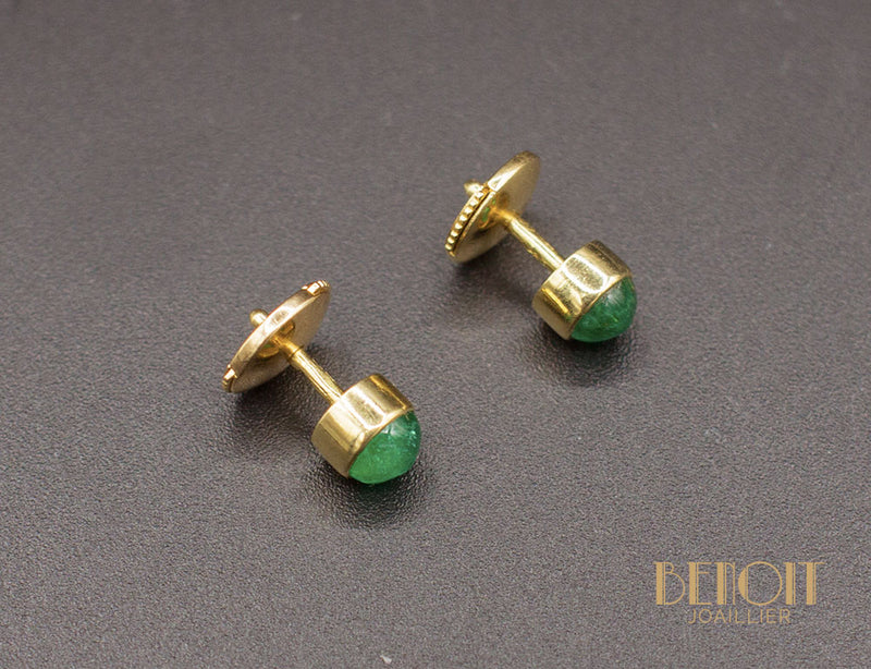 Boucles d'Oreilles Puces Emeraudes