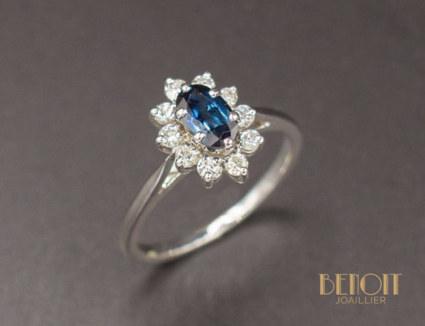 Bague Saphir Entourage Diamants