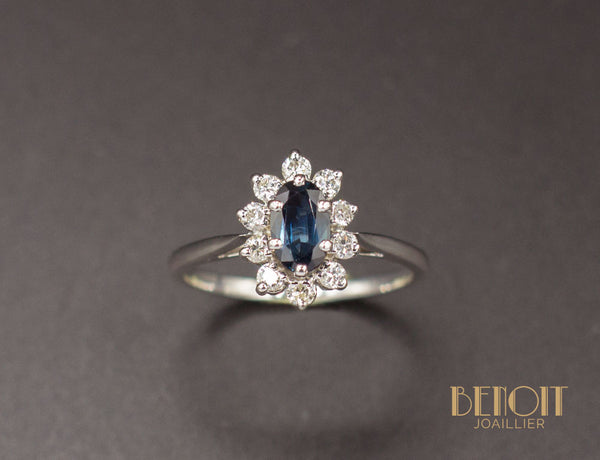 Bague Saphir Entourage Diamants