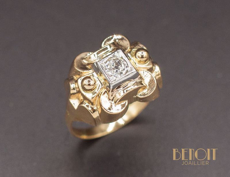 Bague 1950 Or Jaune Diamant