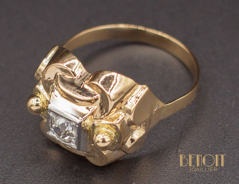 Bague 1950 Or Jaune Diamant