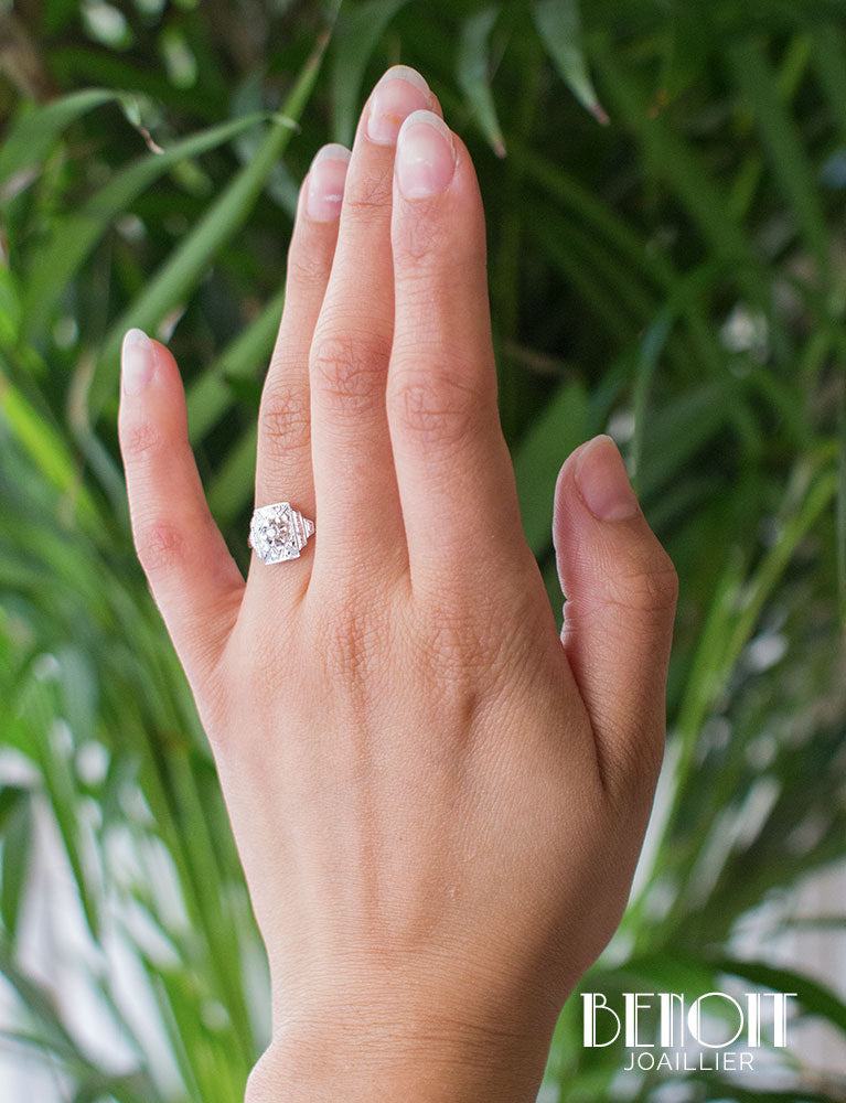 Bague Art Déco Or Blanc Diamant