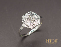 Bague Art Déco Or Blanc Diamant