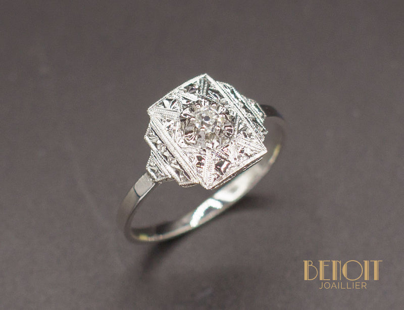 Bague Art Déco Or Blanc Diamant
