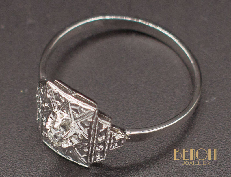 Bague Art Déco Or Blanc Diamant