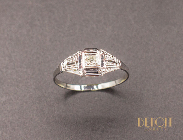 Bague Art Déco Diamant Or Blanc