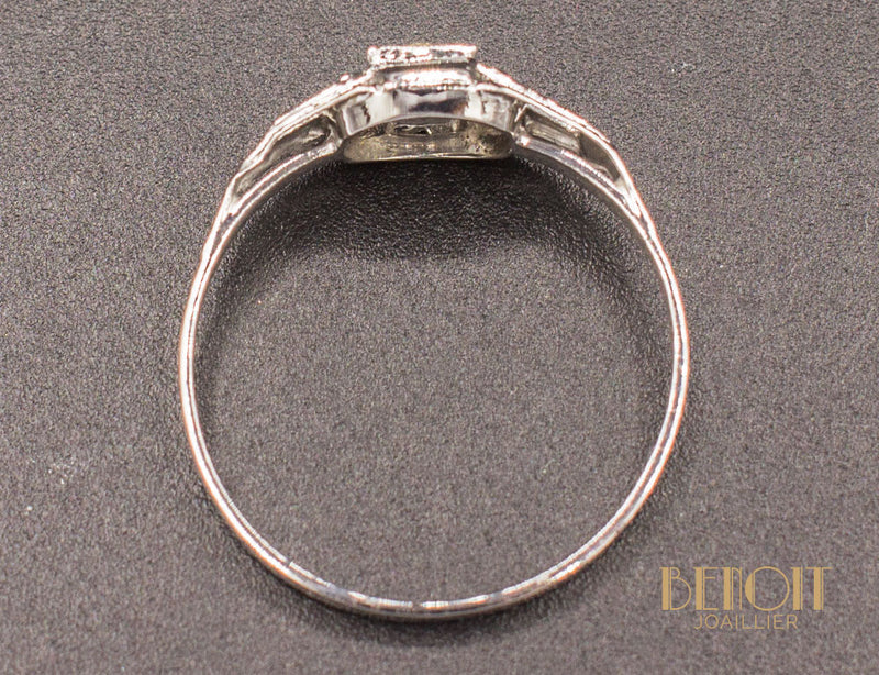 Bague Art Déco Diamant Or Blanc