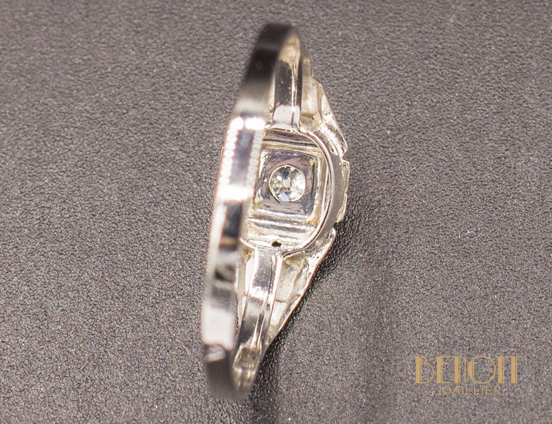 Bague Art Déco Diamant Or Blanc