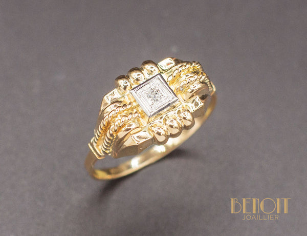 Bague Art Déco Or Jaune Diamant