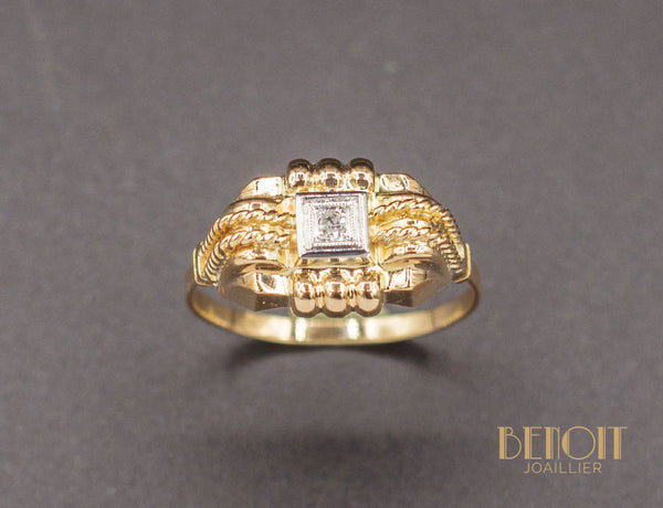 Bague Art Déco Or Jaune Diamant