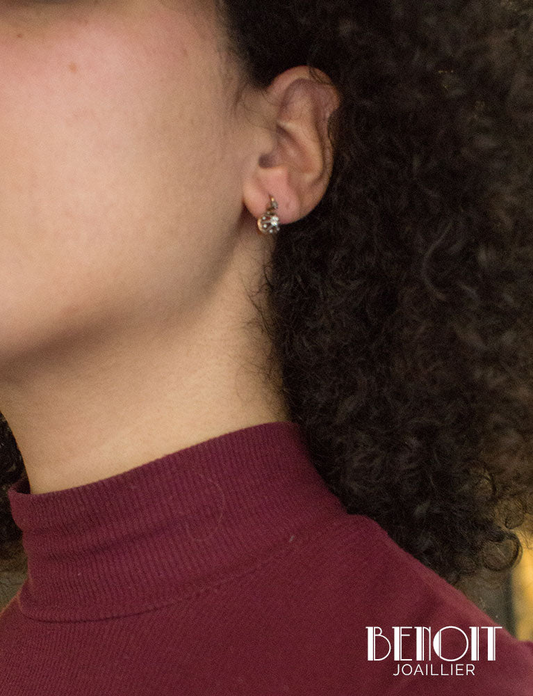 Boucles d'Oreilles Dormeuses Anciennes Diamants