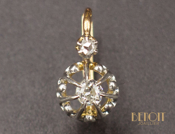 Boucles d'Oreilles Dormeuses Anciennes Diamants