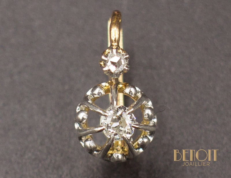 Boucles d'Oreilles Dormeuses Anciennes Diamants