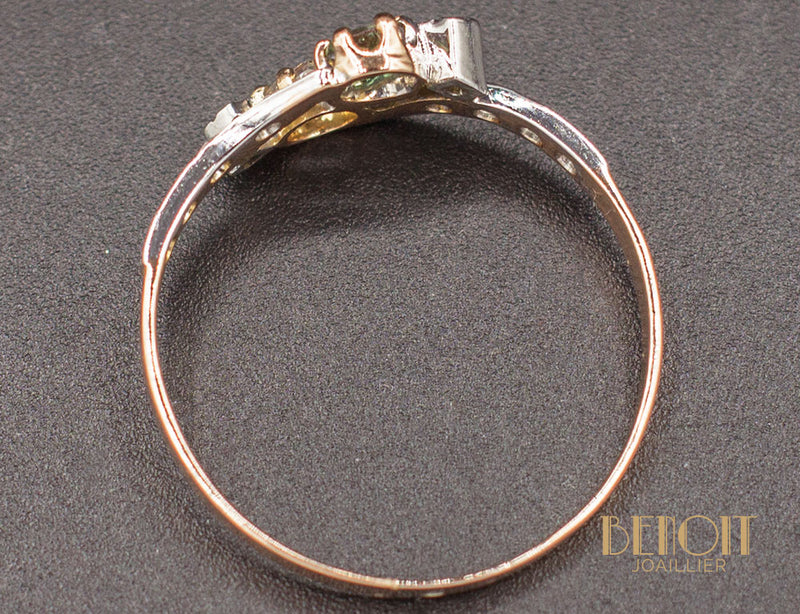 Bague Toi et Moi XIXe Tourmaline Diamant