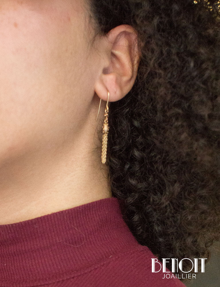 Boucles d'Oreilles "Les Récyclés" Pompons Or Jaune