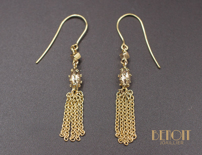 Boucles d'Oreilles "Les Récyclés" Pompons Or Jaune