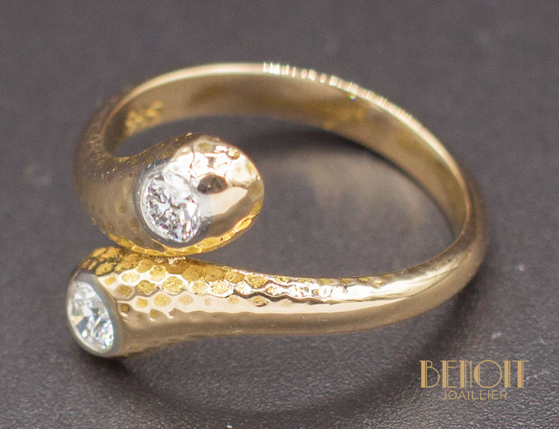 Bague Toi et Moi Martelée Diamants