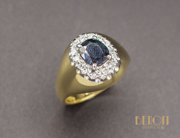 Bague Jonc Saphir Diamants