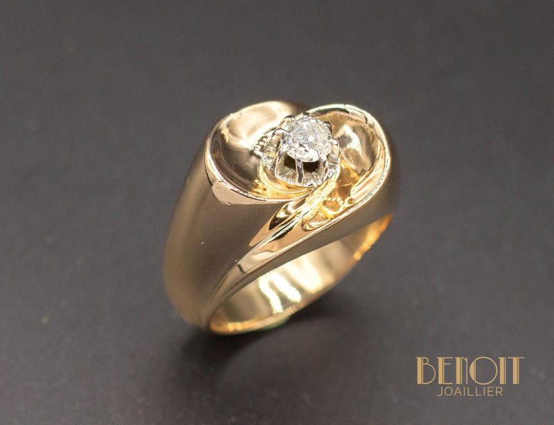 Bague 1950 Or Rose Diamant