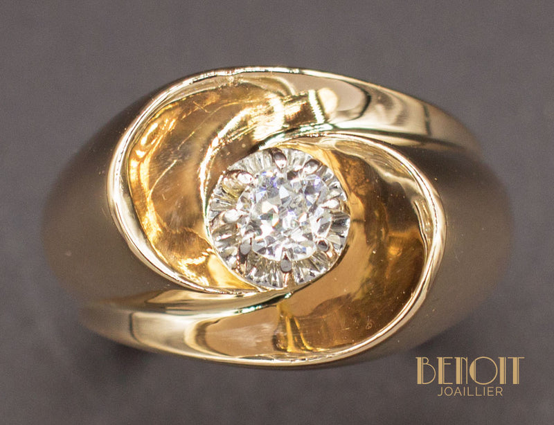 Bague 1950 Or Rose Diamant